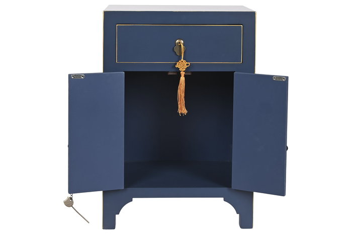 Mesita De Noche Oriental DKD Home Decor Azul Dorado 34 x 66 x 45 cm