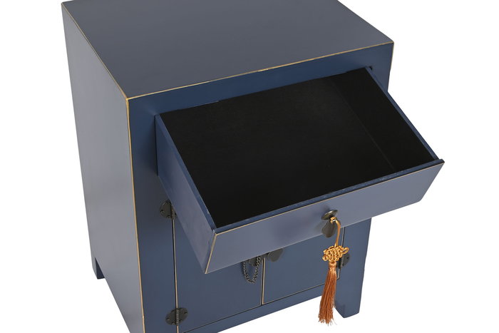 Mesita De Noche Oriental DKD Home Decor Azul Dorado 34 x 66 x 45 cm