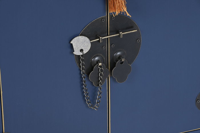 Mesita De Noche Oriental DKD Home Decor Azul Dorado 34 x 66 x 45 cm