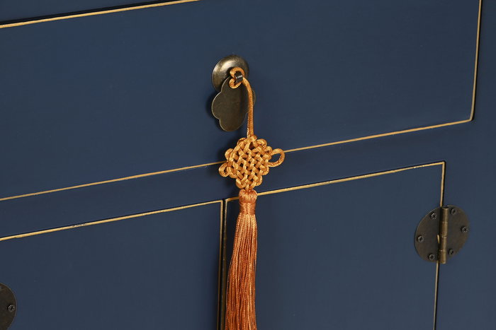 Mesita De Noche Oriental DKD Home Decor Azul Dorado 34 x 66 x 45 cm