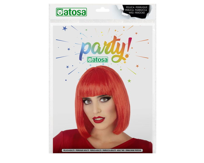 Atosa Peluca Corta Roja con Flequillo