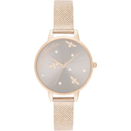Olivia Burton Reloj OB16PQ04 con Esfera Gris y Correa Dorada