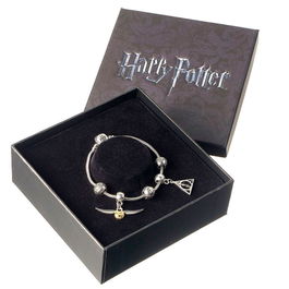 The Carat Shop Pulsera 3 Spellbeads Deathly Hallows Snitch Harry Potter Plateada