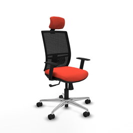 PIQUERAS Y CRESPO Silla de oficina Yunquera con mecanismo Sincro, Naranja oscuro y Negro