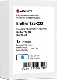Agfa Photo APRTZE233 Cinta de mecanográfico Azul sobre blanco compatible con Brother TZe-233