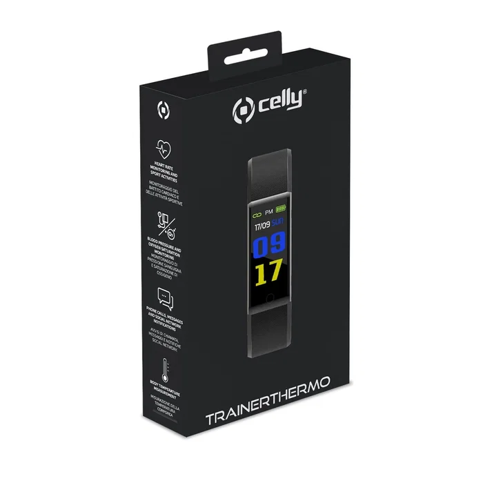 Celly TRAINERTHERMO Smartband con pantalla LCD de 0,96'' Negro