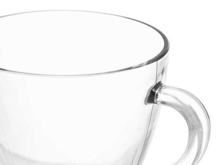Vivalto Taza de Vidrio con Asa 280 ml Transparente 11x9.5x9 cm Apta para Lavavajillas y Microondas (Set de 24)