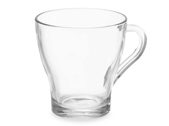 Vivalto Taza de Vidrio con Asa 280 ml Transparente 11x9.5x9 cm Apta para Lavavajillas y Microondas (Set de 24)