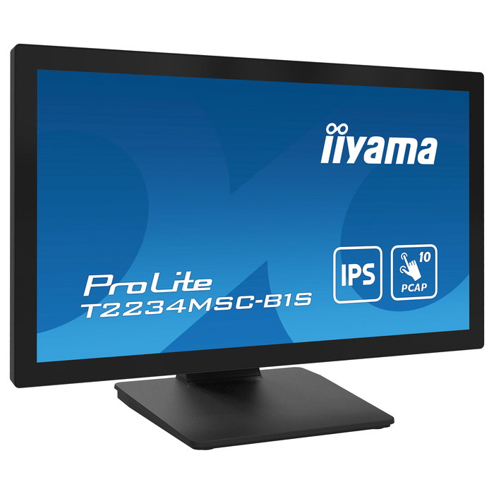 iiyama T2234MSC-B1S Monitor Táctil 21.5" IPS Full HD 1920x1080 10 Puntos Táctiles Multi-Touch HDMI DisplayPort USB Puerto Táctil Altavoces 6W Montaje VESA IP65 Negro