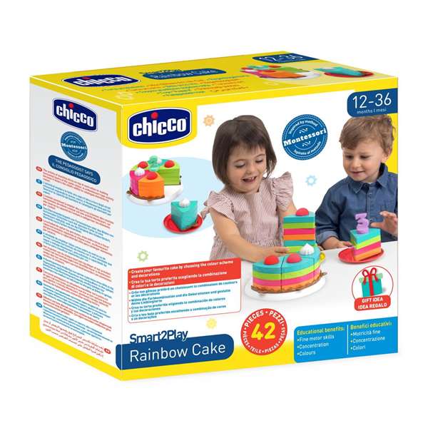 Chicco Tarta Arcoíris 2 en 1 Set de Juego Montessori 42 Piezas +12 Meses