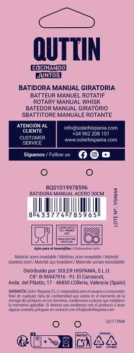 Quttin Batidora Manual Acero 30 cm (24 Unidades)