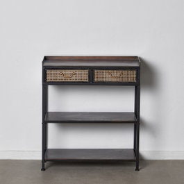 Ixia Mueble Recibidor Negro-Marrón de Metal