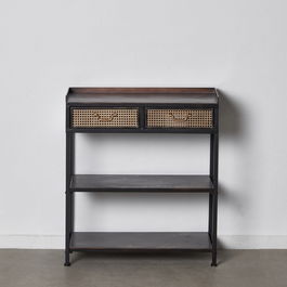 Mueble Recibidor Negro-Marrón Metal 75,50 X 38 X 85 cm