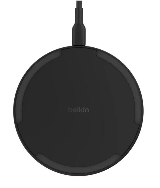 Belkin WIA012HQBK Cargador Inalámbrico Qi 15W Carga Rápida con Cable USB-C 1.5m Negro