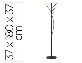 Maul Perchero metálico 370x1800x385 mm 4 colgadores madera color negro