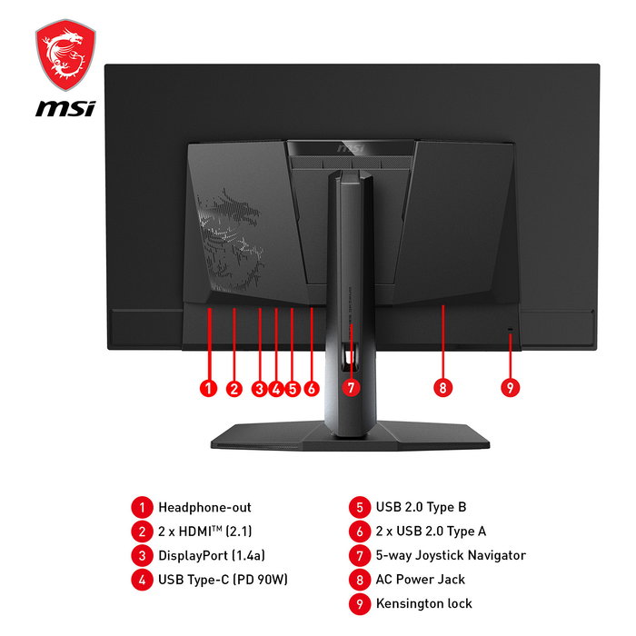 MSI MPG 321URXDE QD-OLED Monitor Gaming 31.5" 4K Ultra HD 3840 x 2160 QD-OLED 240 Hz 1 ms HDR600 Adaptive-Sync USB-C Negro