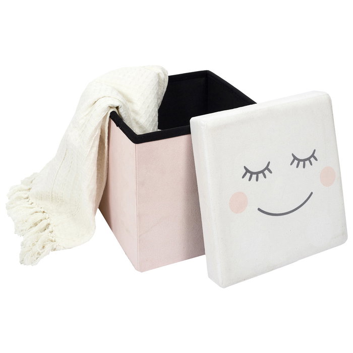 Home Deco Kids Caja Puf Plegable Luna Tacto Suave para Sentarse y Guardar