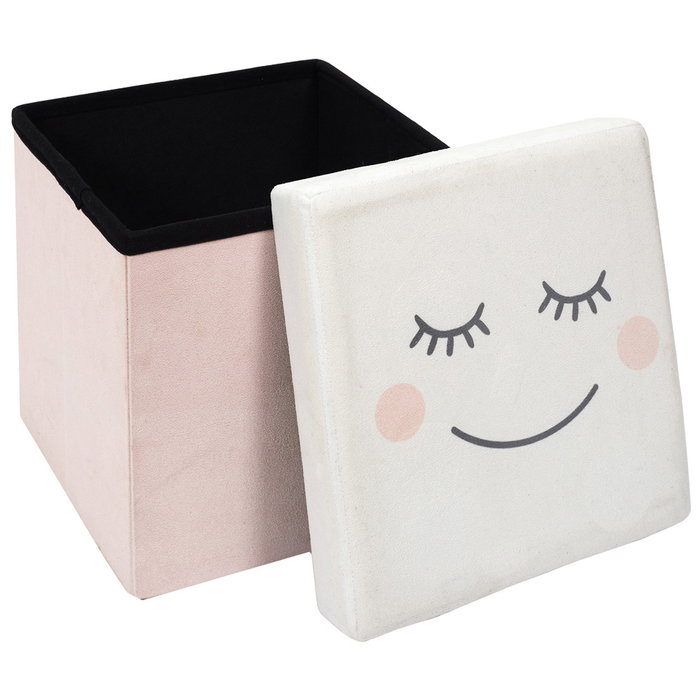 Home Deco Kids Caja Puf Plegable Luna Tacto Suave para Sentarse y Guardar