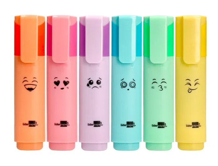 Liderpapel Rotulador Fluorescente Pastel Punta Biselada Estuche 6 Unidades Colores Surtidos