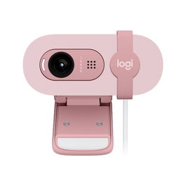 Logitech Brio 100 Cámara Web USB 1080p/30fps Full HD con Tapa de Privacidad, Micrófono Omnidireccional y Corrección de Luz - Color Rosado