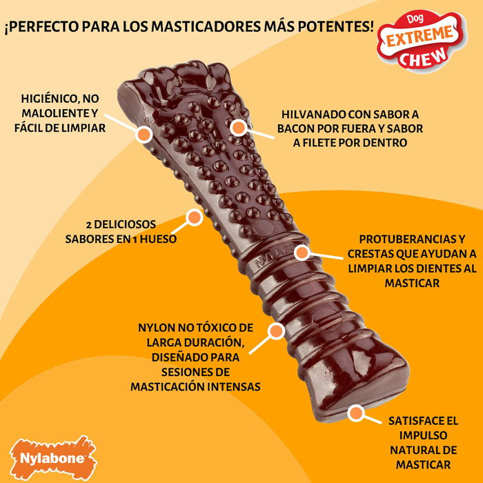 Hueso Nylabone Marrón Bacon XL