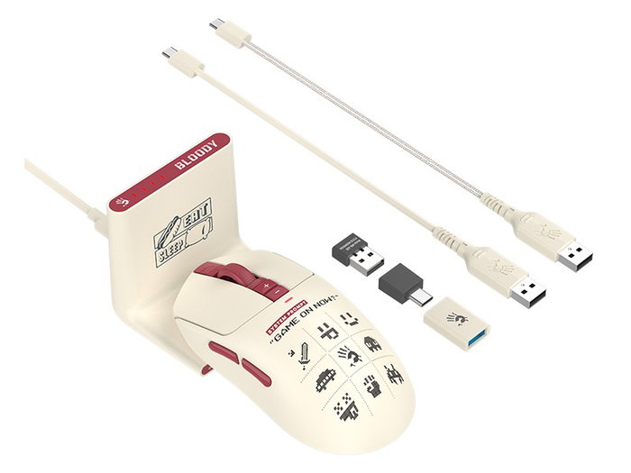 A4-Tech Bloody R72 Ultra Duo Pixels Red Blanco