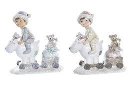 DKD Home Decor Figura de Resina Niños Surtido de 2 Unidades