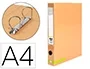 Liderpapel Carpeta 2 Anillas 25 mm A4 Forrado Color System Melocoton con Ollao y Tarjetero