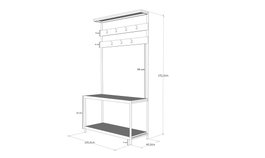 Hanah Home Recibidor Industrial Negro y Pino con Perchero 105x192x40 cm