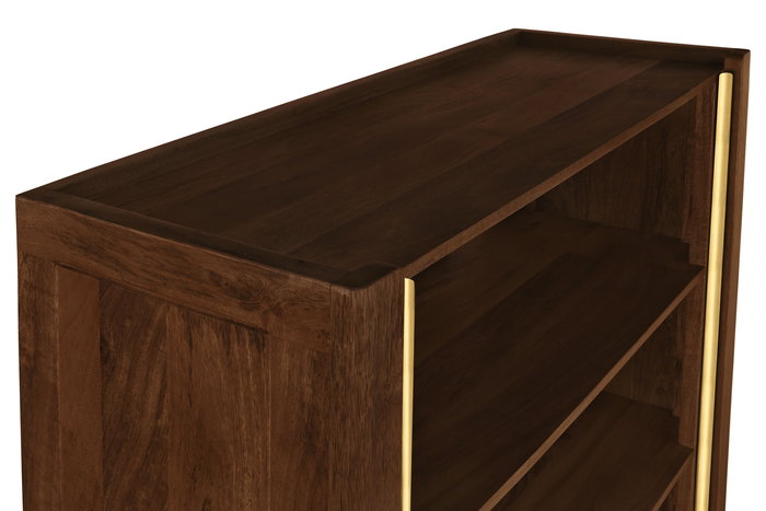 DKD Home Decor Estantería Sixties Madera de Mango y Fibra Natural Negro 100 x 40 x 180 cm