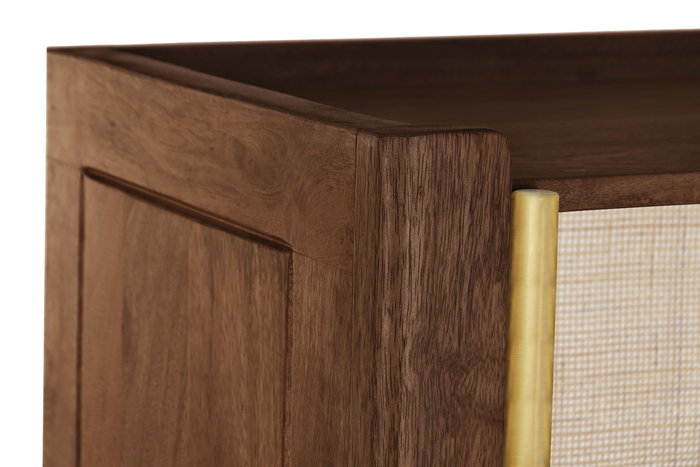 DKD Home Decor Estantería Sixties Madera de Mango y Fibra Natural Negro 100 x 40 x 180 cm