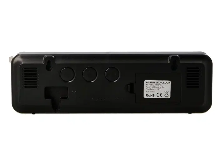 Q-connect Reloj Digital de Pared y Sobremesa con Temperatura, 2 Alarmas, LED y Medidas 230x35x70 mm