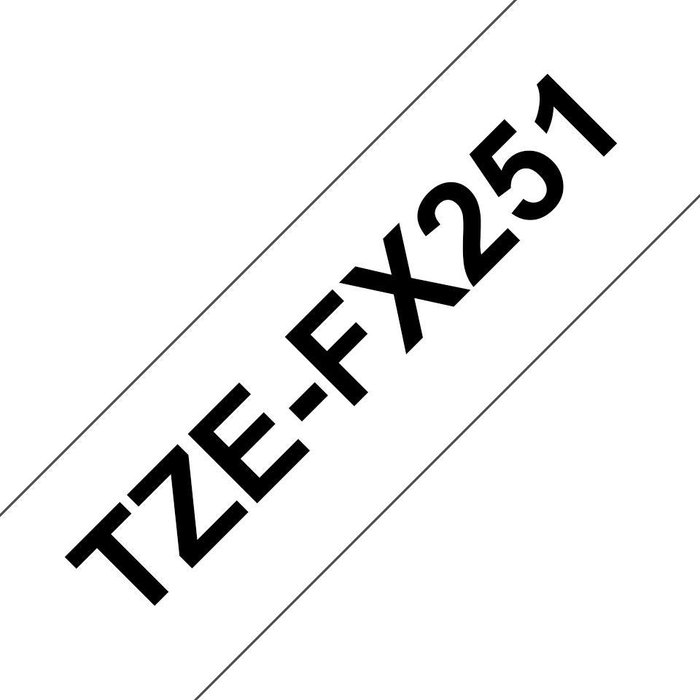 Brother TZe-FX251 Cinta laminada flexible Negro sobre Blanco 24mm x 8m