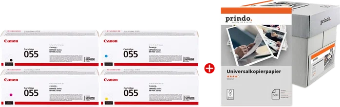 Canon 055 MCVP Value Pack con Papel Prindo Universal Canon 055 MCVP Value Pack con Papel Prindo Universal