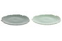 DKD Home Decor Platos de Porcelana Green Leafs 24 con Relieve 180ml Surtidos