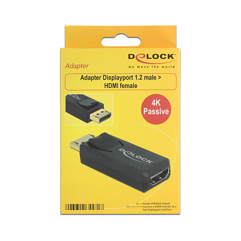 DeLOCK Adaptador DisplayPort 1.2 a HDMI 65571 Negro