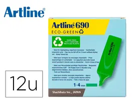 Artline EK-690 Rotulador Fluorescente Ecológico, Punta Biselada 1-4 mm, Verde
