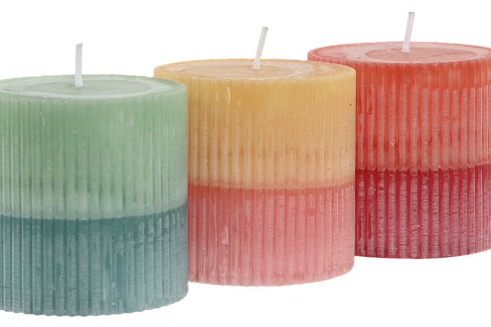 DKD Home Decor Set de 3 Velas de Cera Parafina Bicolor 7x7x7 cm