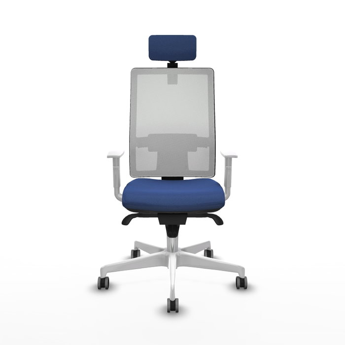 PIQUERAS Y CRESPO Silla de oficina Horna con mecanismo Sincro, Azul marino y Blanco