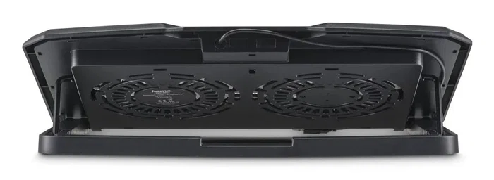 Hama Base de Refrigeración para Portátiles con Ventiladores USB y Luz LED Azul, Soporte de Aluminio Inclinable 5 Posiciones para Pantallas de 13.3" a 15.6", Negro