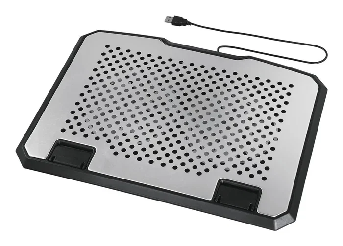 Hama Base de Refrigeración para Portátiles con Ventiladores USB y Luz LED Azul, Soporte de Aluminio Inclinable 5 Posiciones para Pantallas de 13.3" a 15.6", Negro