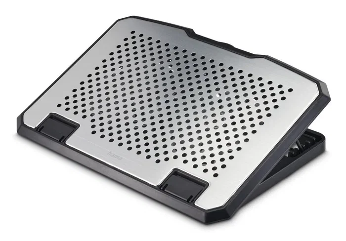 Hama Base de Refrigeración para Portátiles con Ventiladores USB y Luz LED Azul, Soporte de Aluminio Inclinable 5 Posiciones para Pantallas de 13.3" a 15.6", Negro