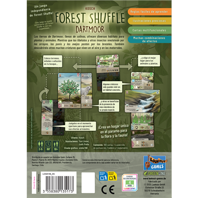 Lookout Games LOG0156ES Forest Shuffle Dartmoor - Juego de Cartas Estratégico Familiar de Creación de Ecosistemas, Edad 10+, 2-5 Jugadores, 60 Min, Español