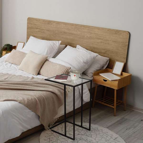 Max Home Mesa Auxiliar Metal y Cristal 40x30x59 cm