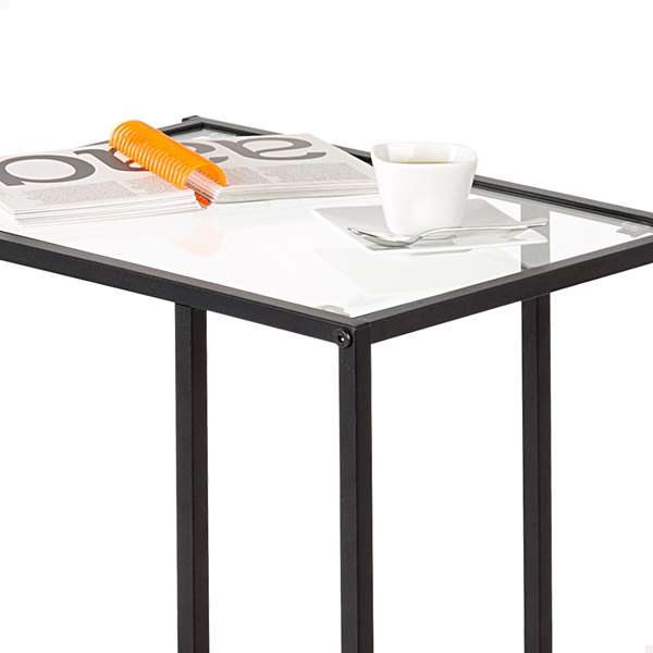 Max Home Mesa Auxiliar Metal y Cristal 40x30x59 cm