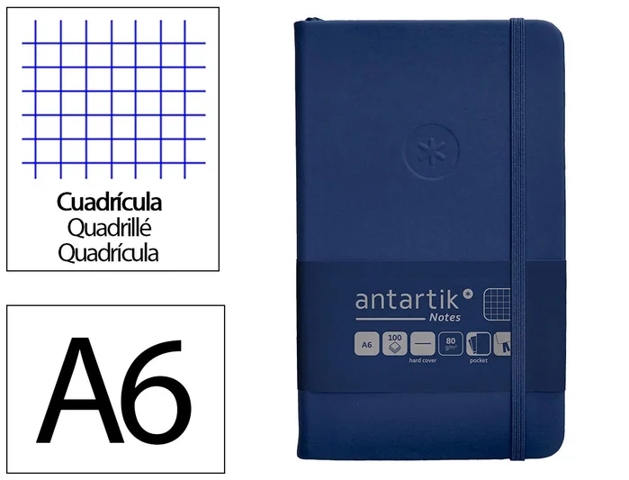 Antartik Cuaderno Antartik Notes Tapa Dura Azul Marino A6 con 100 Hojas Cuadriculadas Antartik Cuaderno Antartik Notes Tapa Dura Azul Marino A6 con 100 Hojas Cuadriculadas