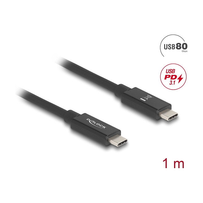 DeLOCK Cable USB4 USB Tipo-C a USB Tipo-C 80 Gbps 1 m Negro