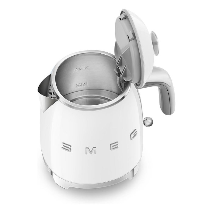 SMEG KLF05WHEU Mini Wasserkocher Weiss, Hervidor de Agua 0.8L, 1400W, Blanco, con Filtro y Apagado Automático