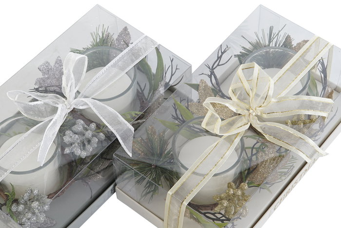 DKD Home Decor Vela Navidad Moderna Plateado Dorado Cera parafina Cristal Set de 2 Unidades 10 x 7 x 10 cm DKD Home Decor Vela Navidad Moderna Plateado Dorado Cera parafina Cristal Set de 2 Unidades 10 x 7 x 10 cm