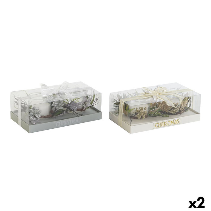 DKD Home Decor Set de 2 Velas de Cera de Parafina en Colores Plateado y Dorado
